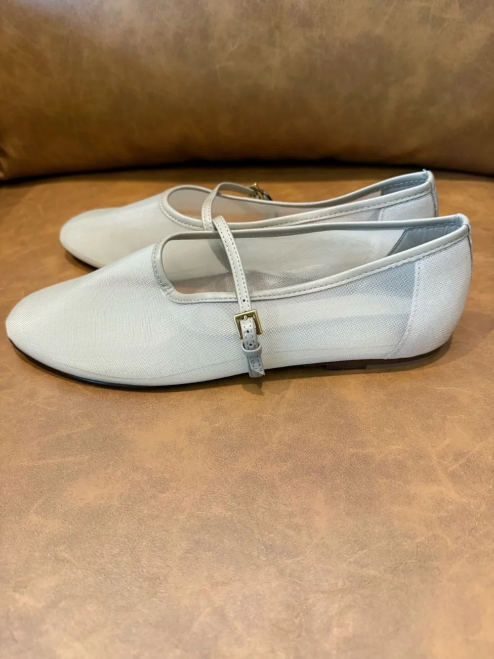 NWT Massimo Dutti Tan Mesh Ballet Flats Shoes Strap EU 40 US 9 - Picture 5 of 9